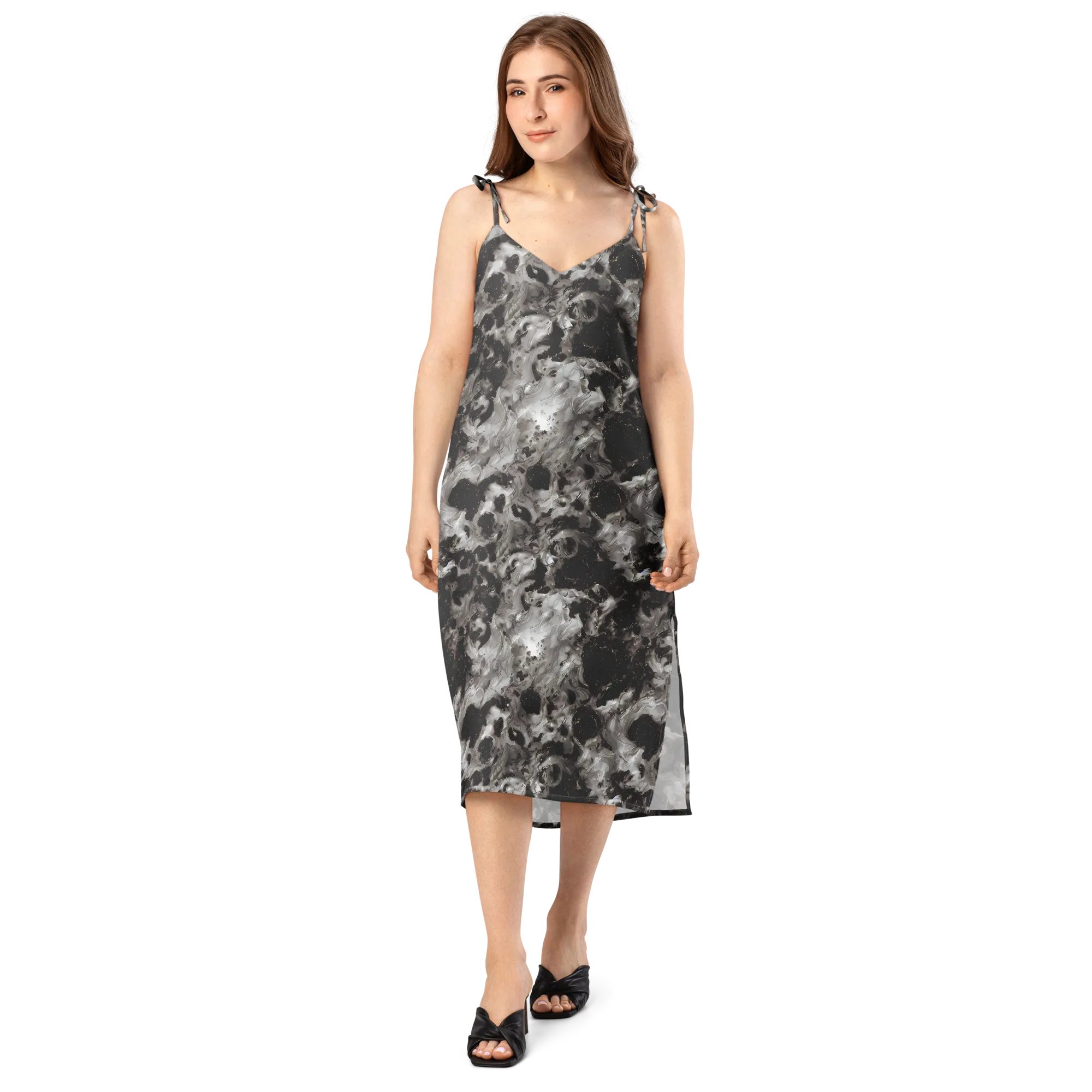 Obsidian Marble on Slip Dress — Front