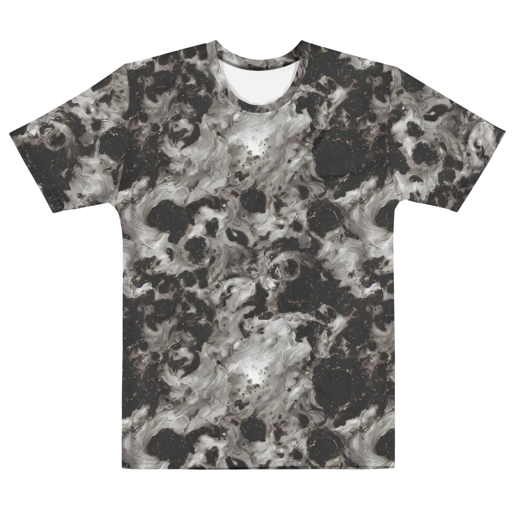 Obsidian Marble on Men's Cotton Crew Neck T-Shirt — Front