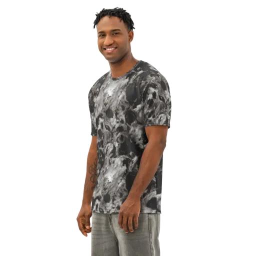 Obsidian Marble on a Men's Cotton Crew Neck T-Shirt