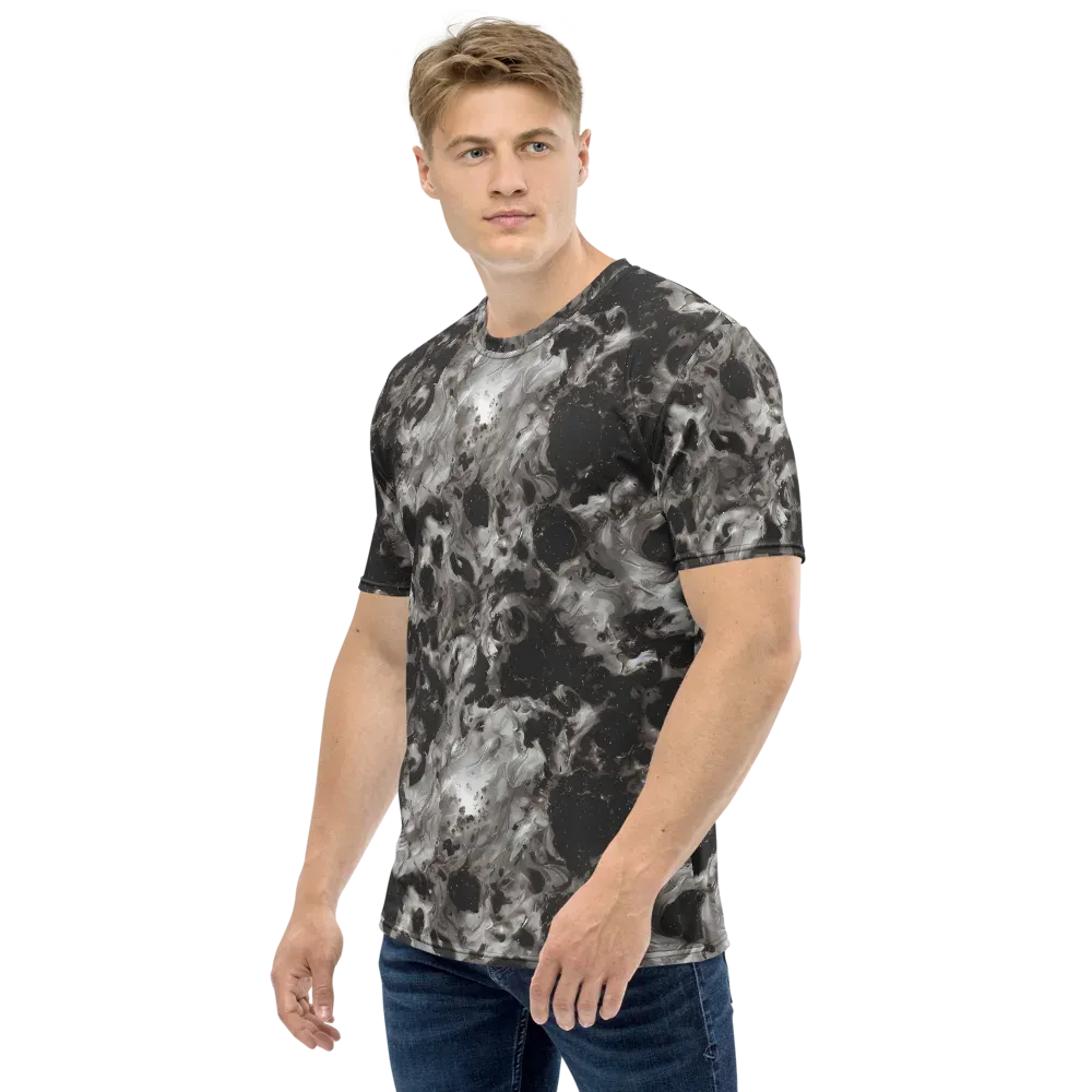 Obsidian Marble on Men's Crew Neck T-Shirt — Left