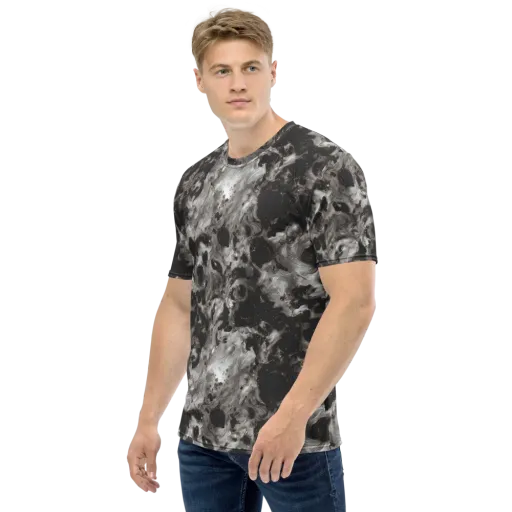 Obsidian Marble on a Men's Crew Neck T-Shirt