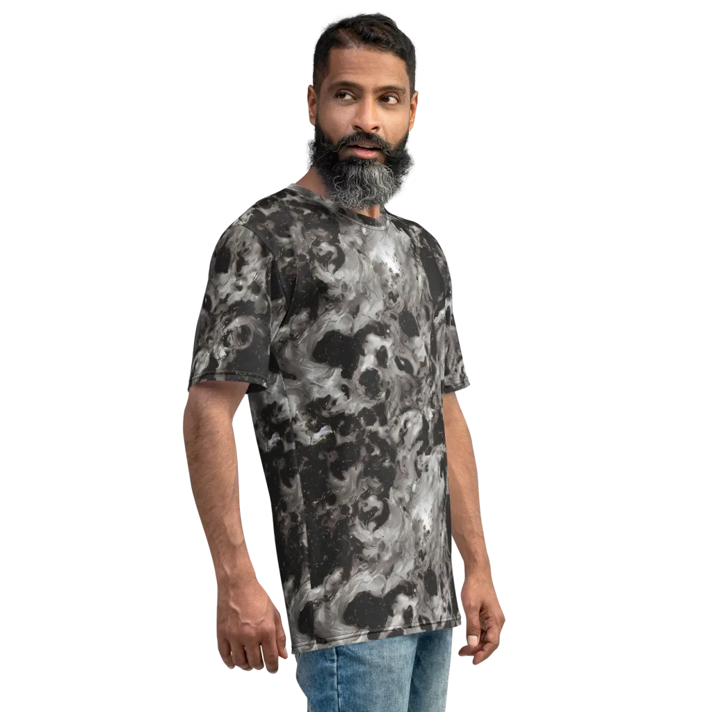 Obsidian Marble on Men's Crew Neck T-Shirt — Right