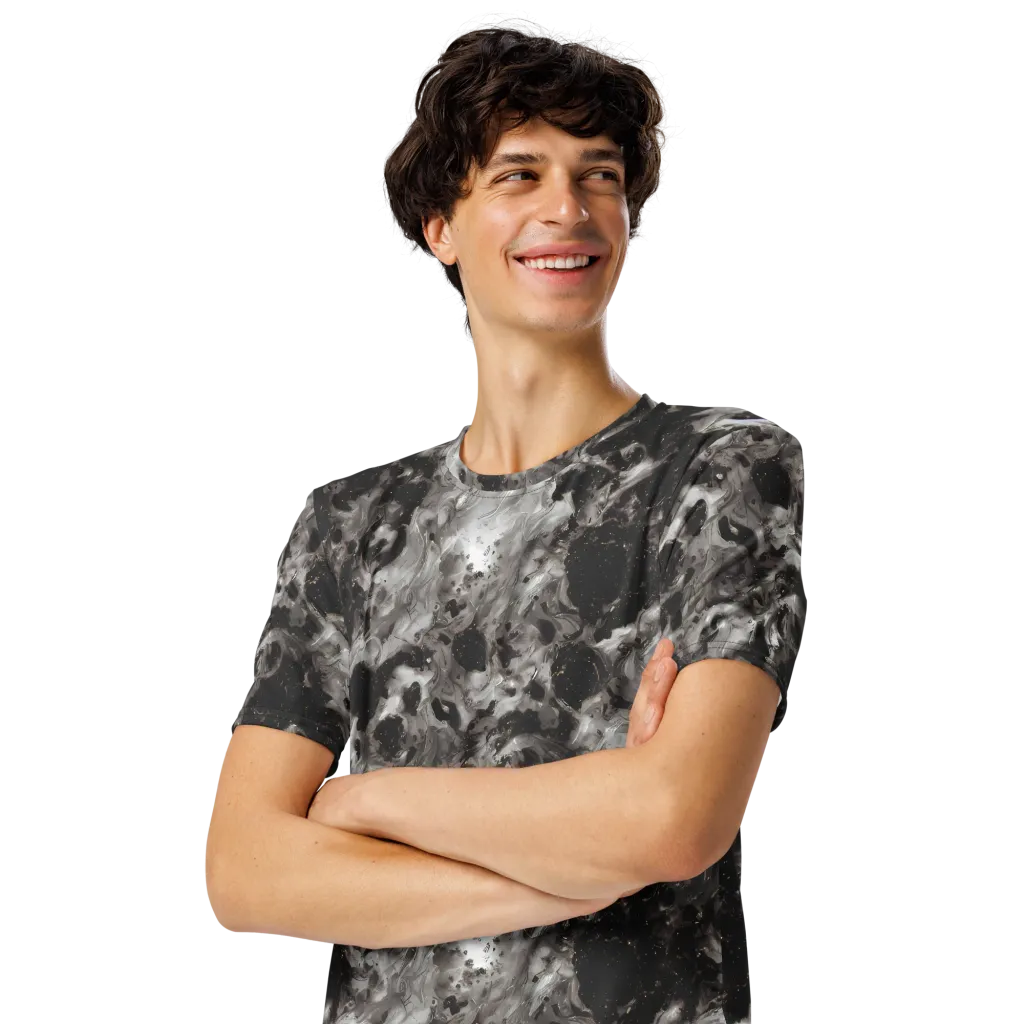 Obsidian Marble on Men's Crew Neck T-Shirt — Left Front