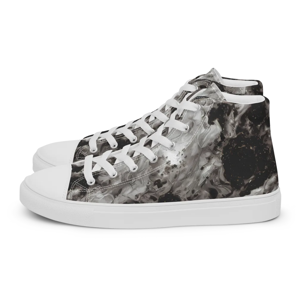 Obsidian Marble on Men's High Top Canvas Shoes — Left