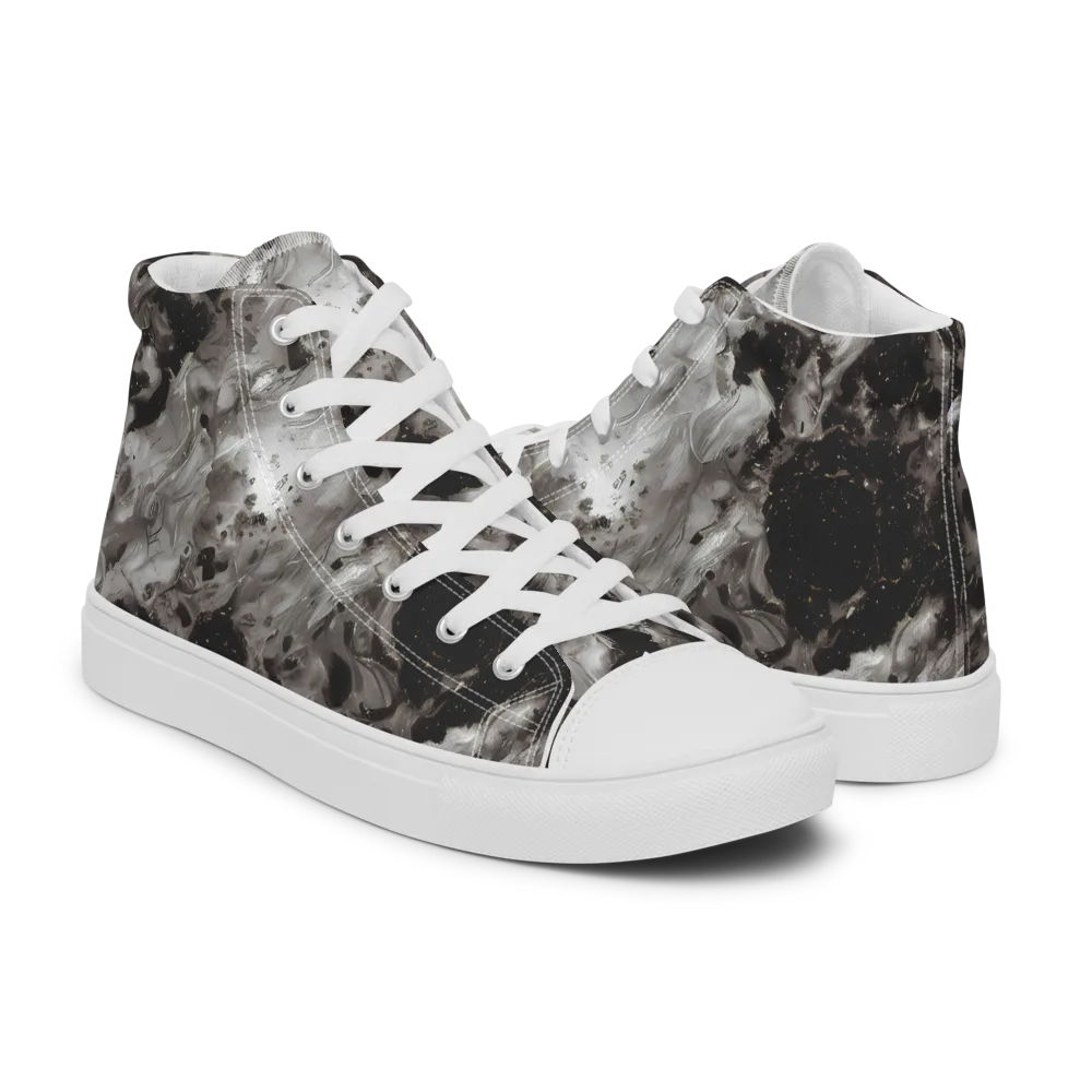 Obsidian Marble on Men's High Top Canvas Shoes — Right