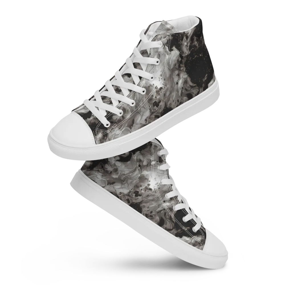 Obsidian Marble on Men's High Top Canvas Shoes — Front