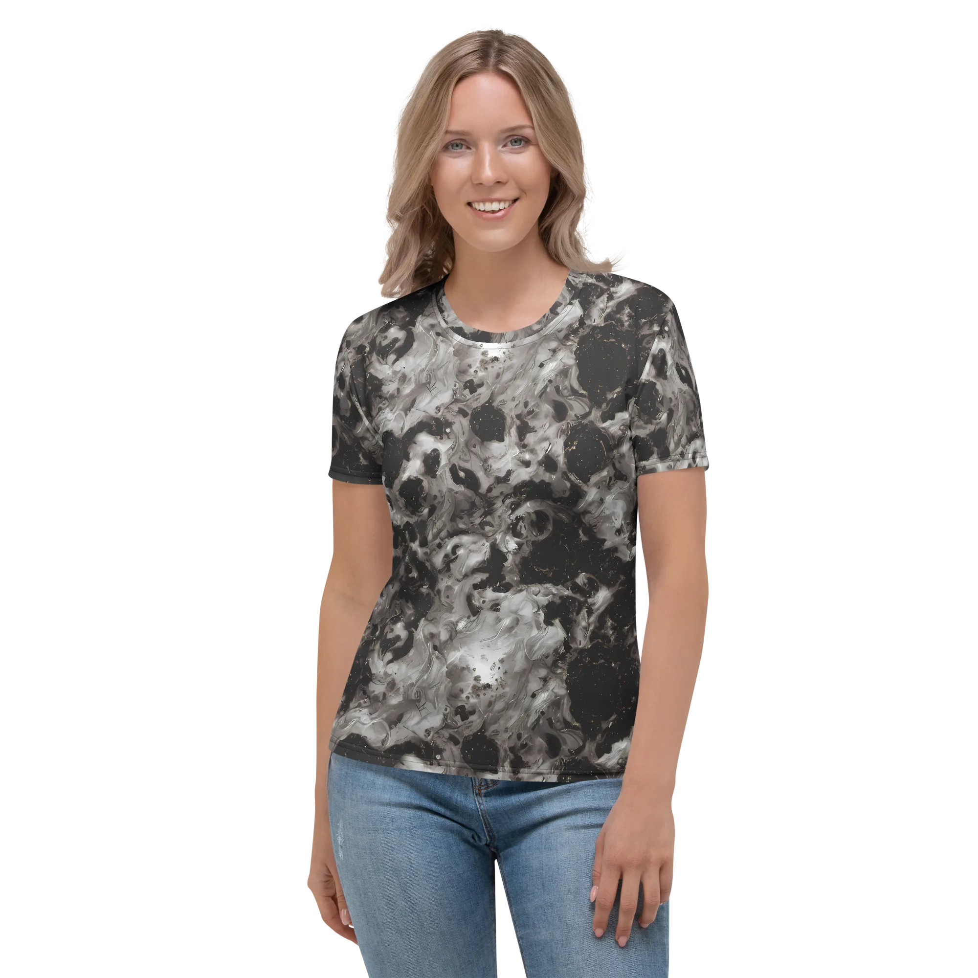 Obsidian Marble on Women's Crew Neck T-Shirt — Front