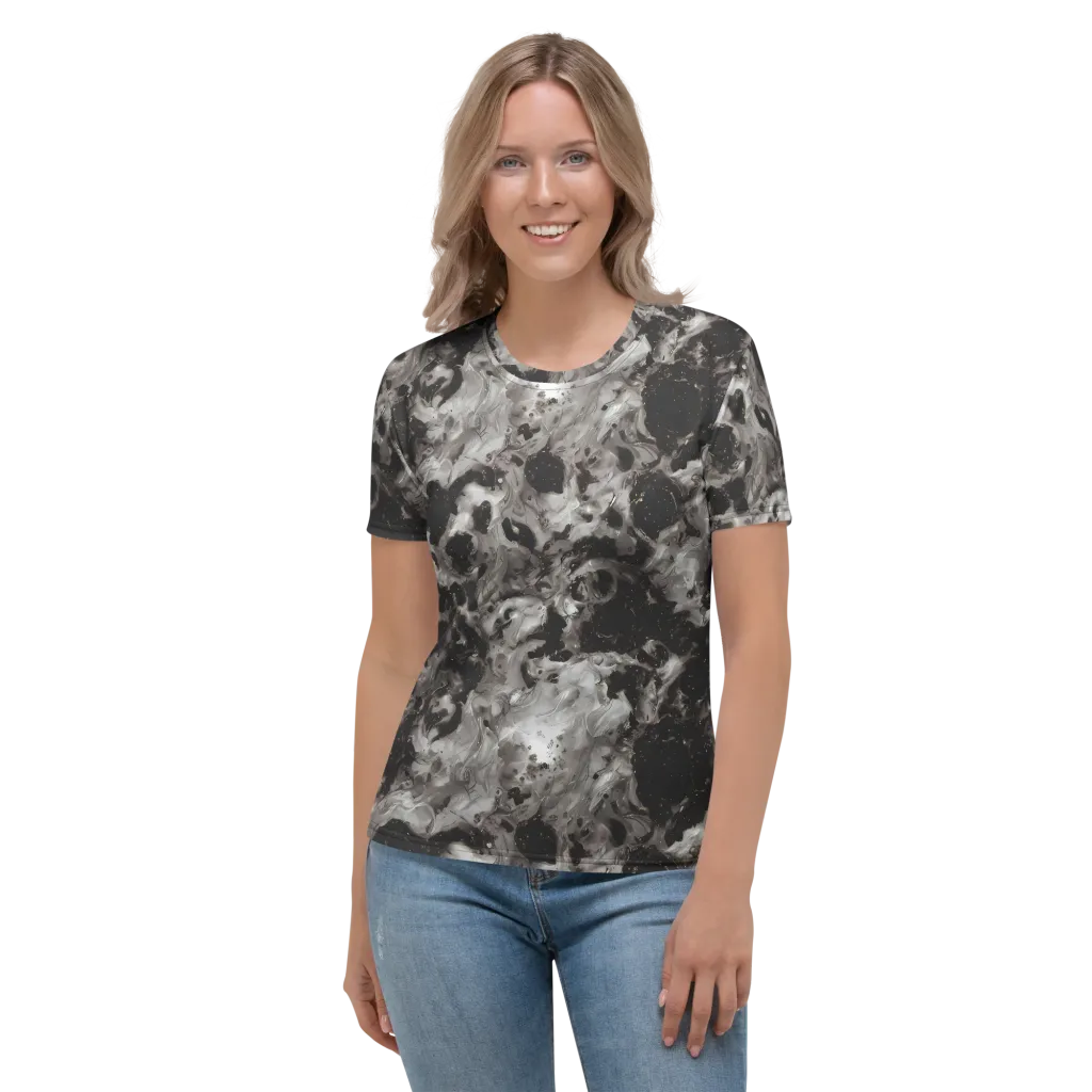 Obsidian Marble on Women's Crew Neck T-Shirt — Front