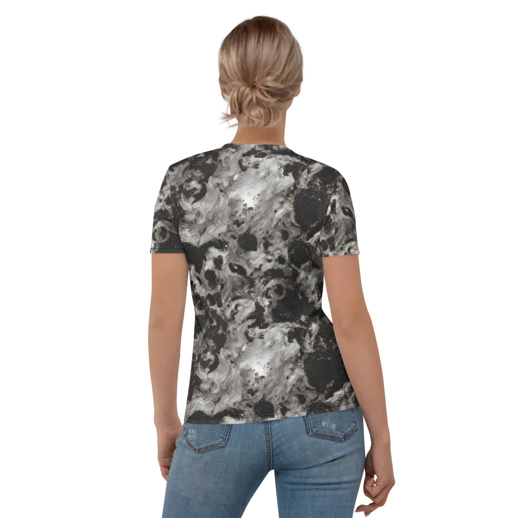 Obsidian Marble on Women's Crew Neck T-Shirt — Back