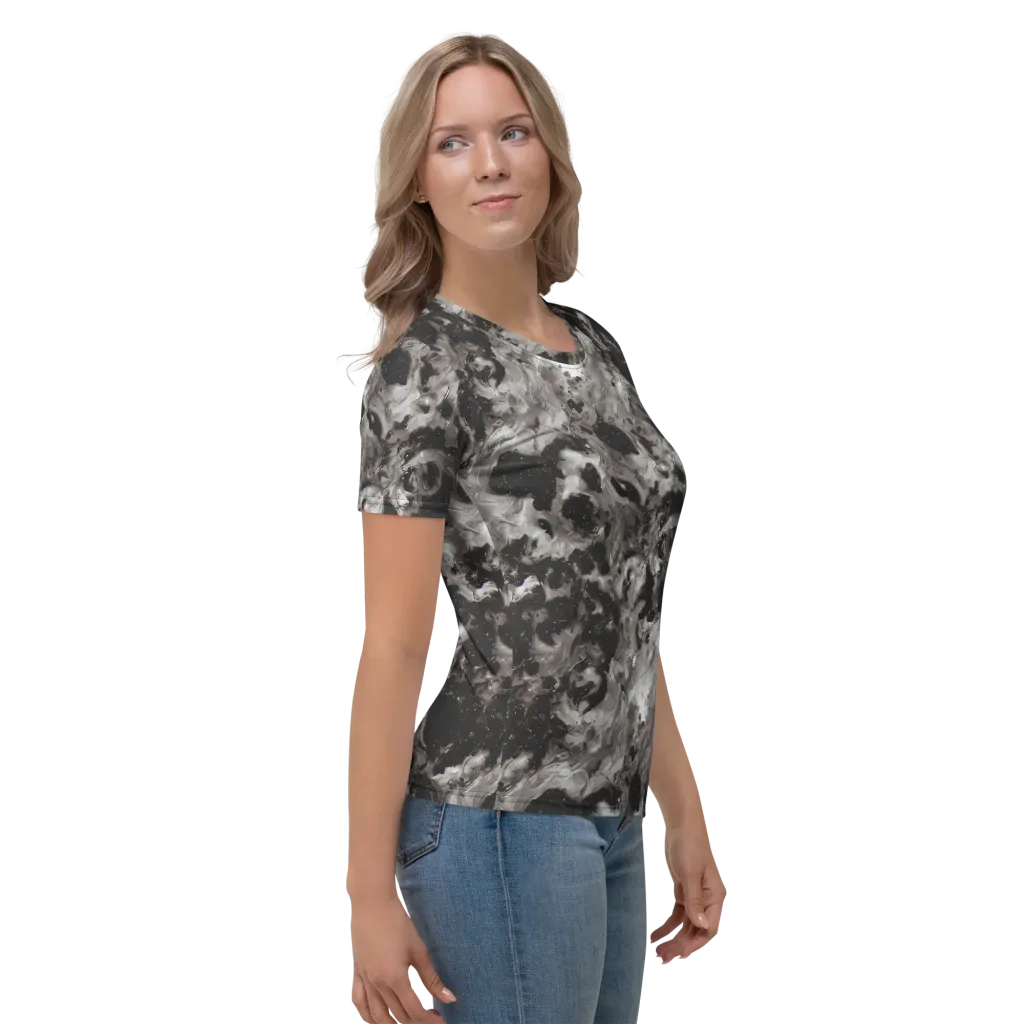 Obsidian Marble on Women's Crew Neck T-Shirt — Right