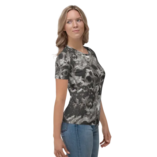 Obsidian Marble on a Women's Crew Neck T-Shirt