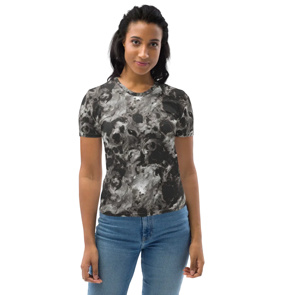 Obsidian Marble on Women's Crew Neck T-Shirt — Front