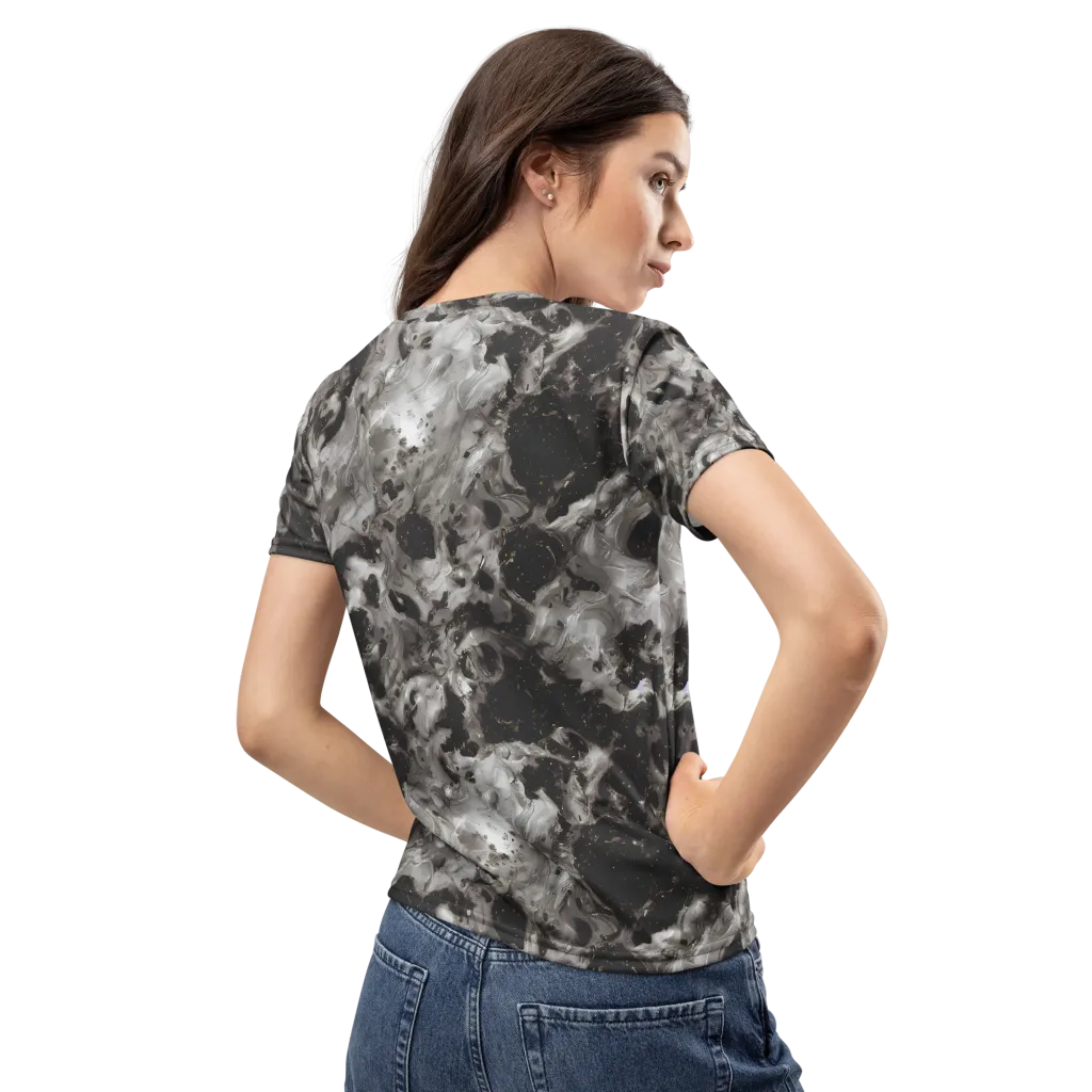 Obsidian Marble on Women's Crew Neck T-Shirt — Back