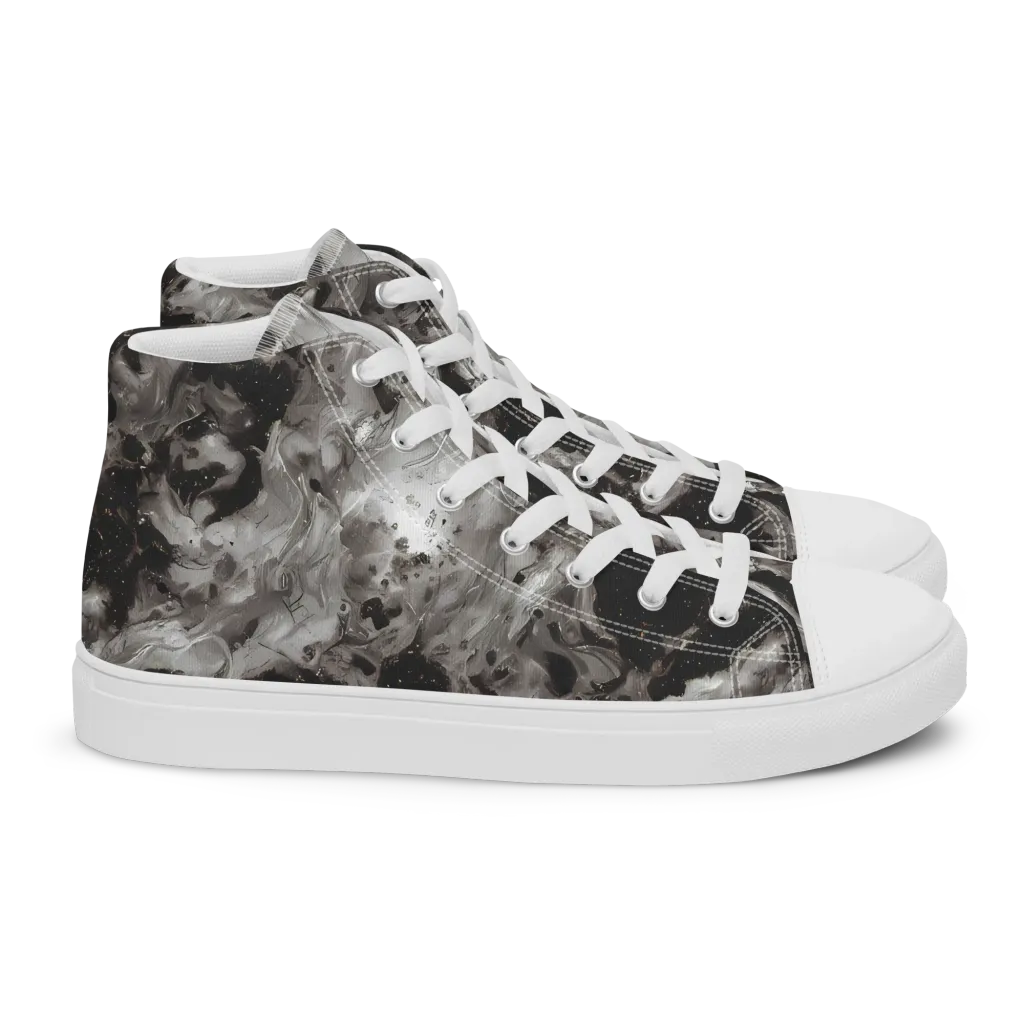 Obsidian Marble on Women's High Top Canvas Shoes — Right