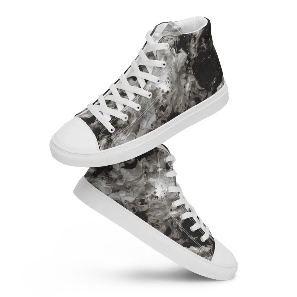 Obsidian Marble on Women's High Top Canvas Shoes — Front