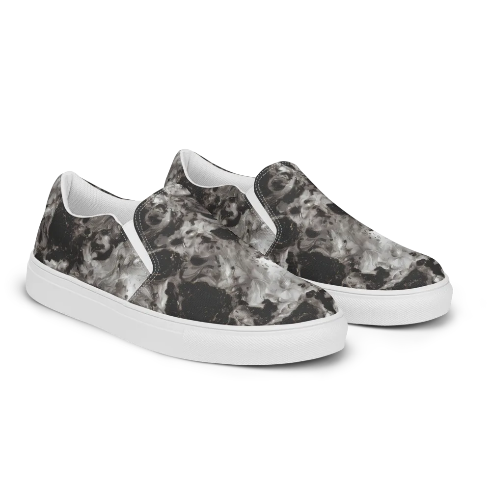 Obsidian Marble on Men's Slip-On Canvas Shoes — Right Front
