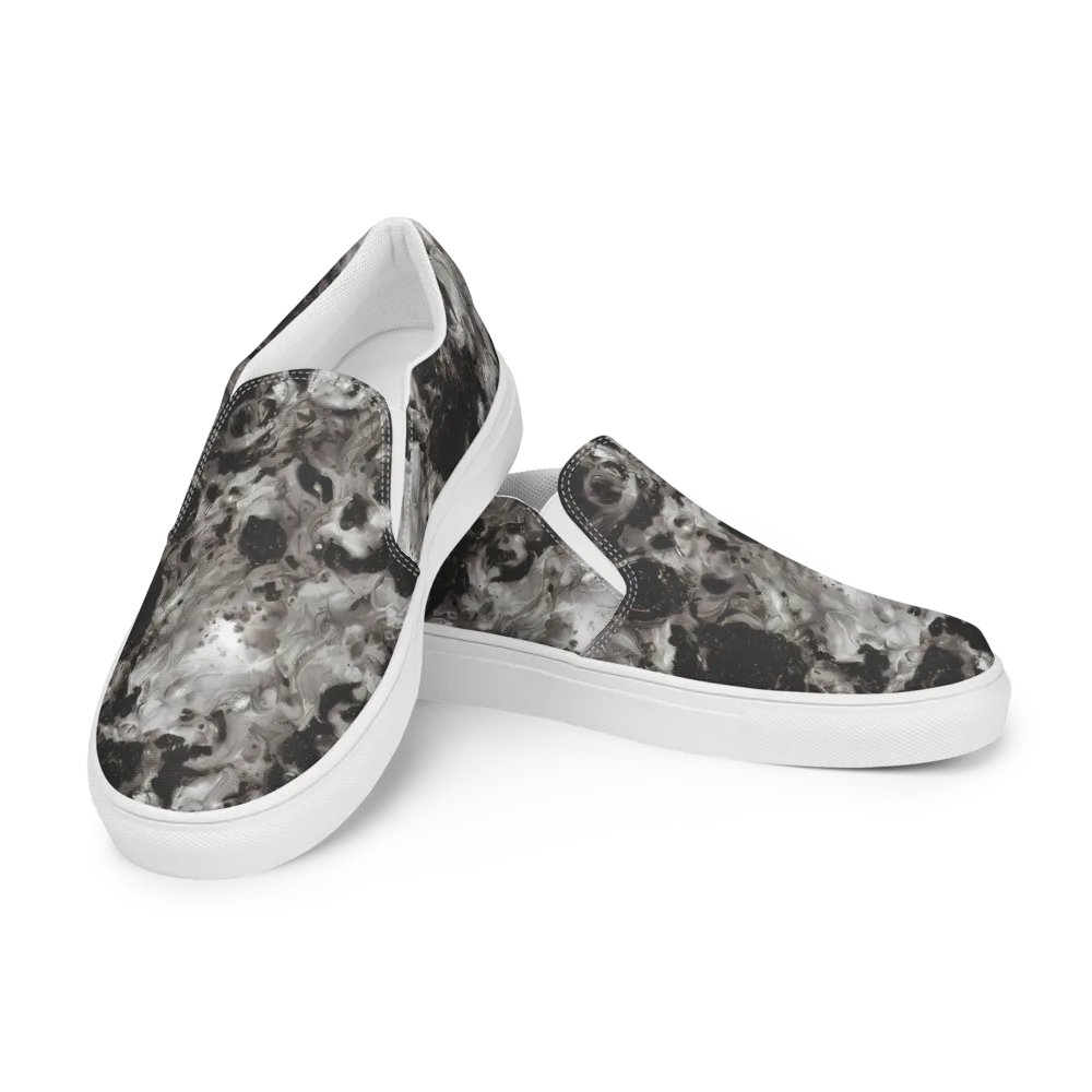 Obsidian Marble on Men's Slip-On Canvas Shoes — Left Front