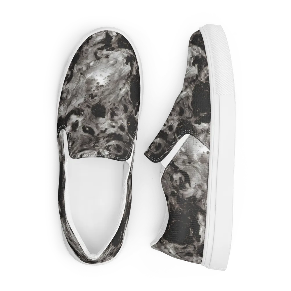 Obsidian Marble on Men's Slip-On Canvas Shoes — Front