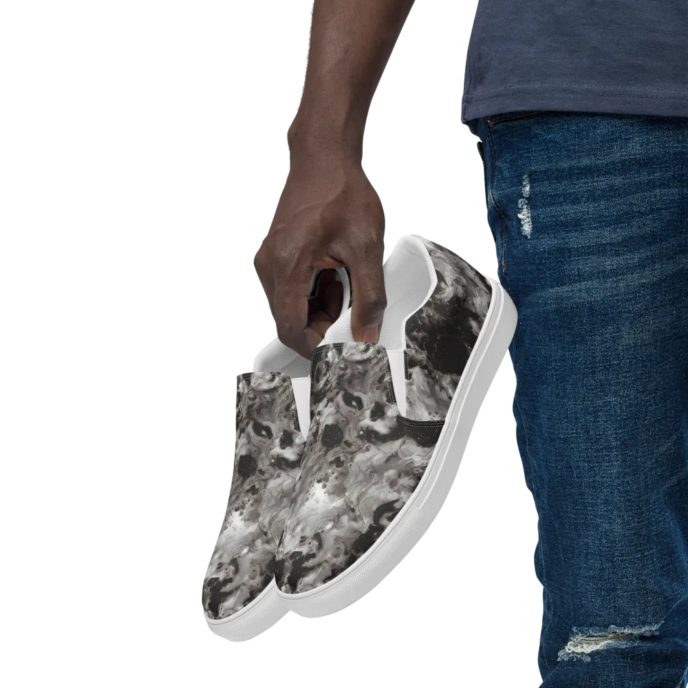Obsidian Marble on Men's Slip-On Canvas Shoes — Left Front