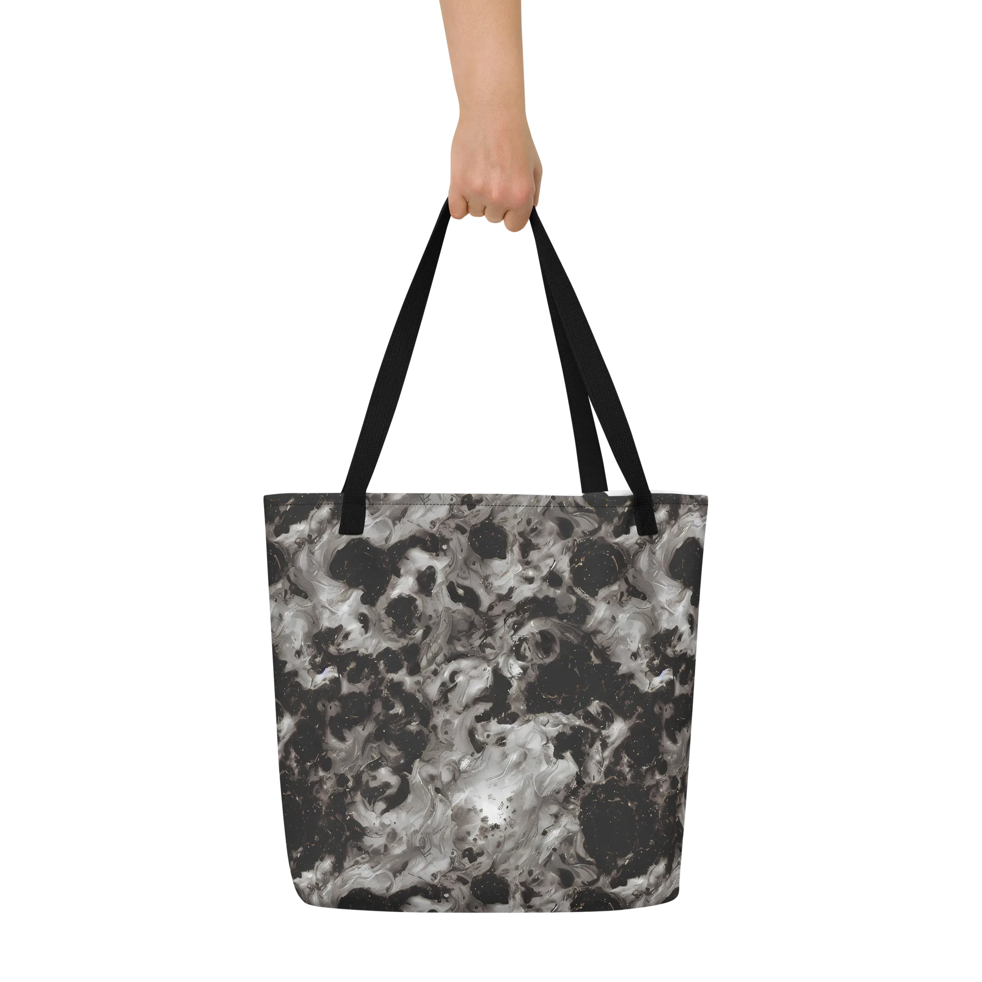 Obsidian Marble on Large Tote Bag W/ Pocket — Front
