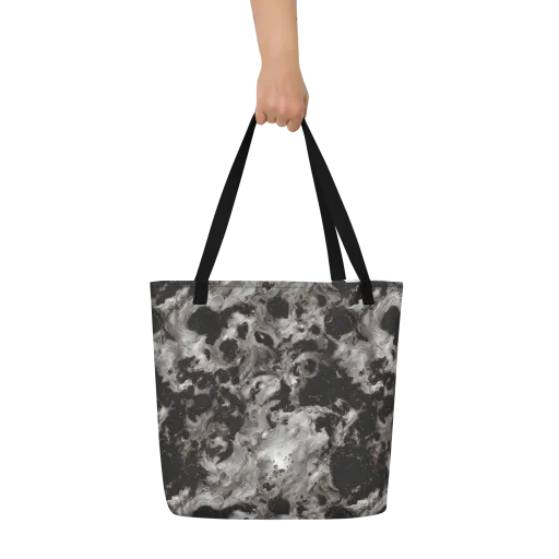 Obsidian Marble on a Large Tote Bag W/ Pocket
