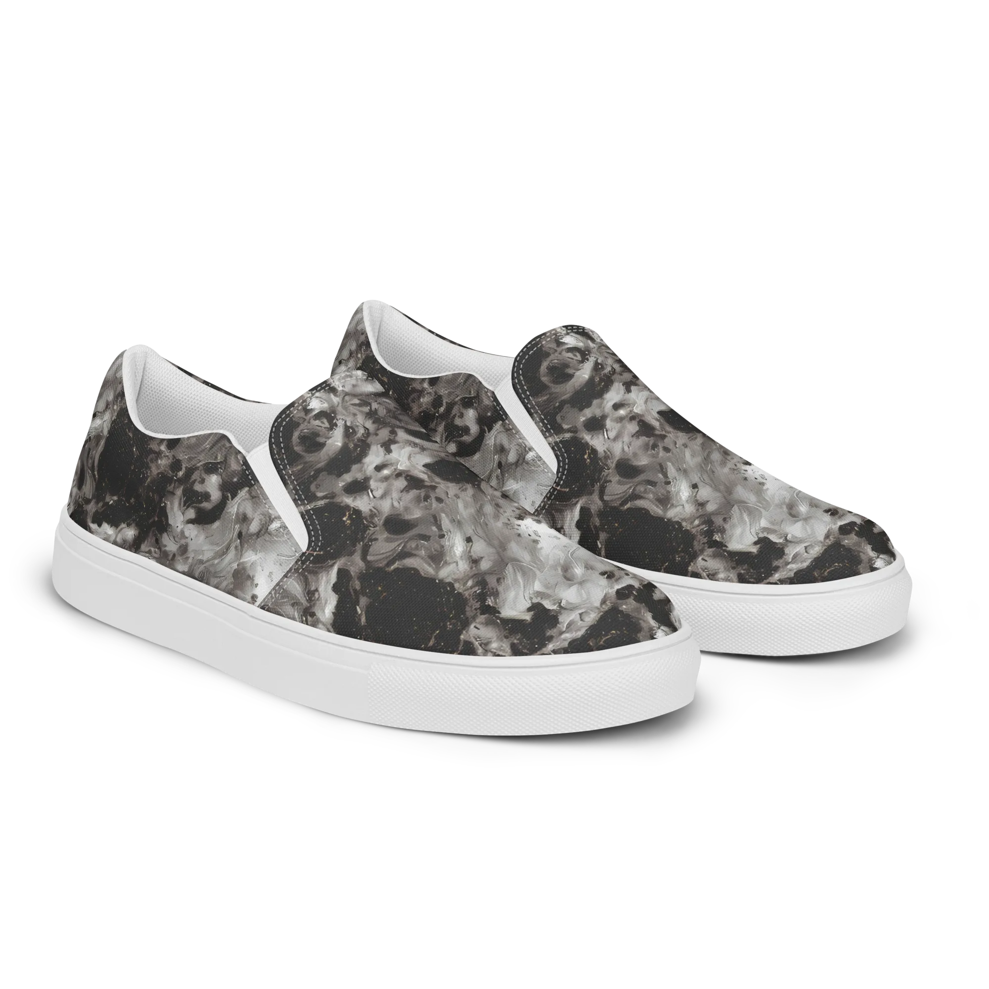 Obsidian Marble on Women's Slip-On Canvas Shoes — Right Front