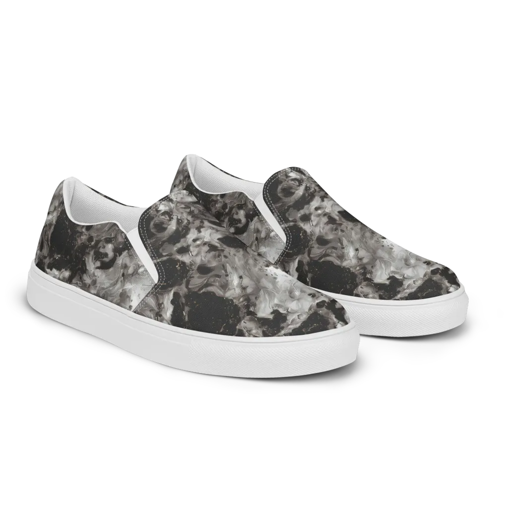 Obsidian Marble on Women's Slip-On Canvas Shoes — Right Front