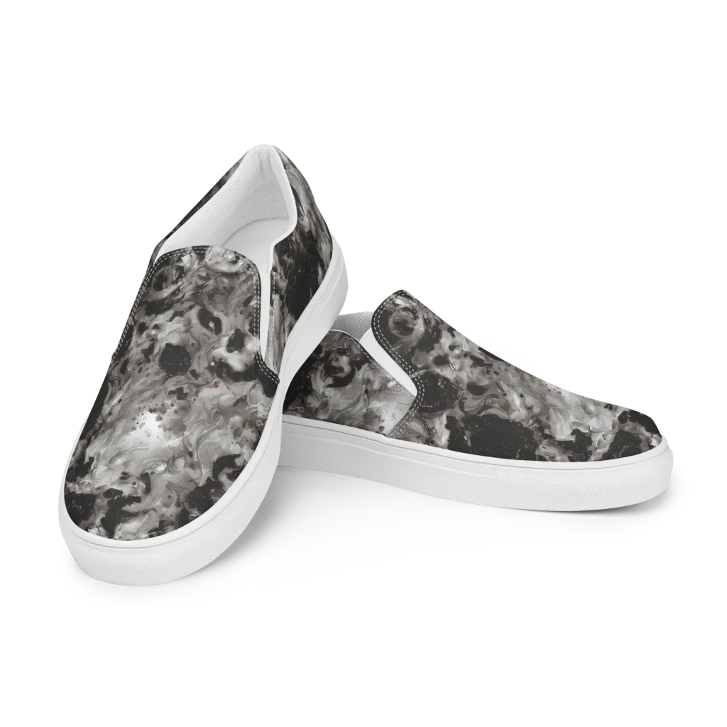 Obsidian Marble on Women's Slip-On Canvas Shoes — Left Front