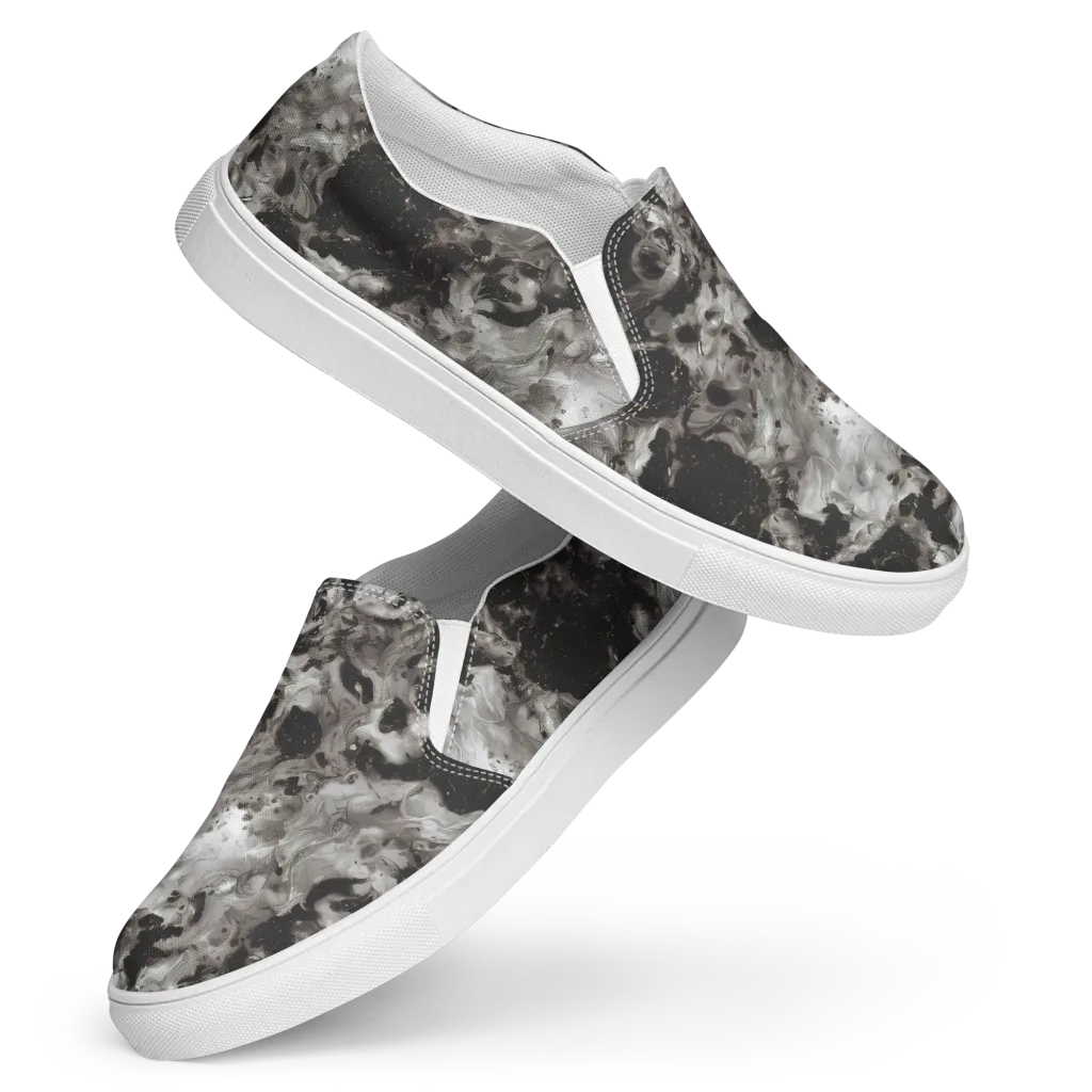 Obsidian Marble on Women's Slip-On Canvas Shoes — Front