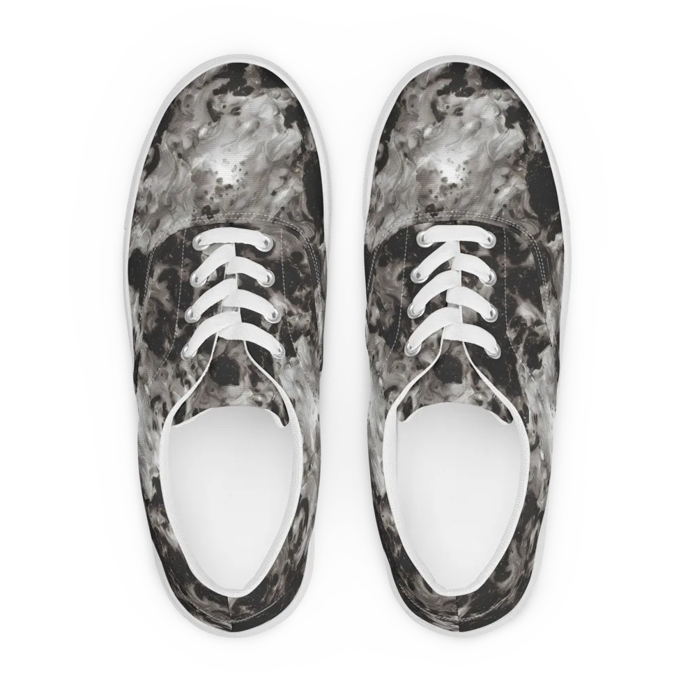 Obsidian Marble on Men's Lace-Up Canvas Shoes — Front