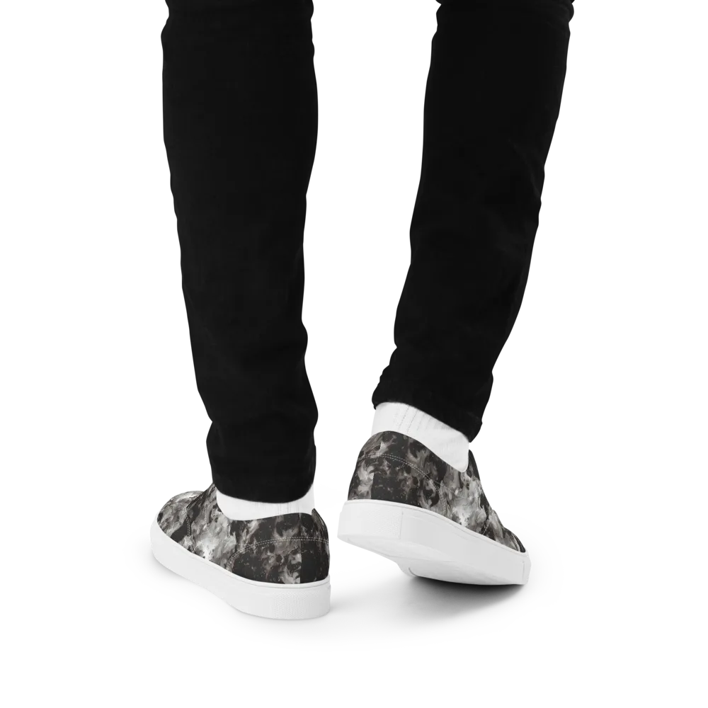 Obsidian Marble on Men's Lace-Up Canvas Shoes — Back