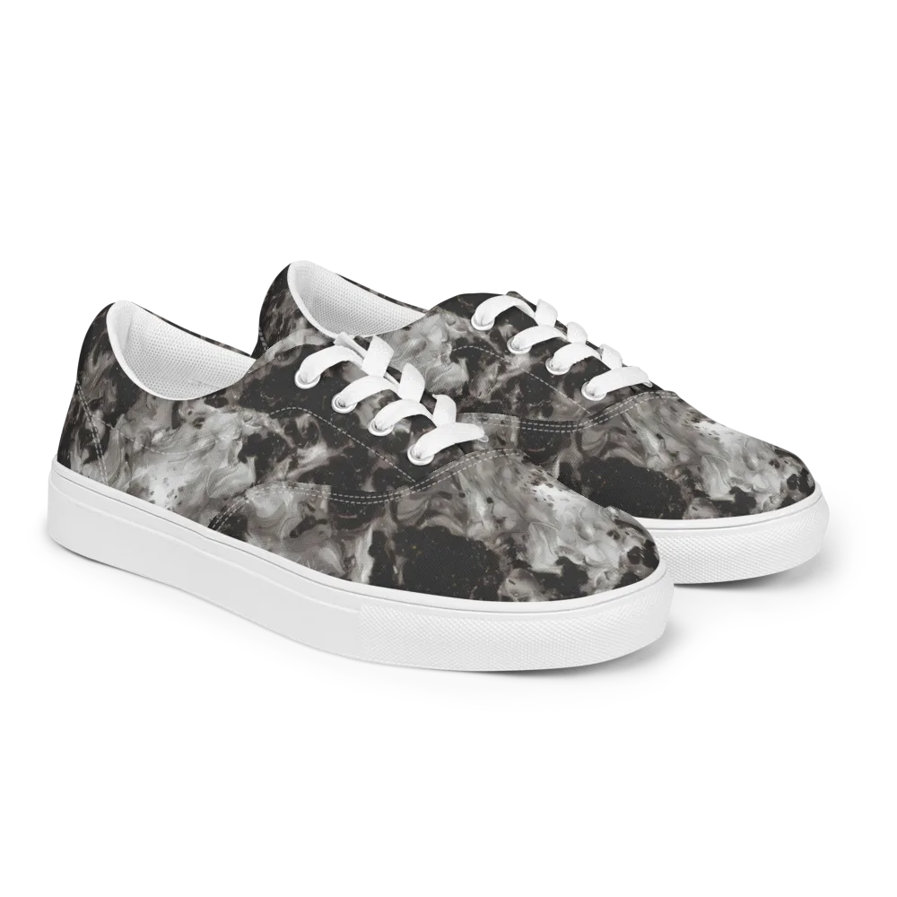 Obsidian Marble on Men's Lace-Up Canvas Shoes — Right Front
