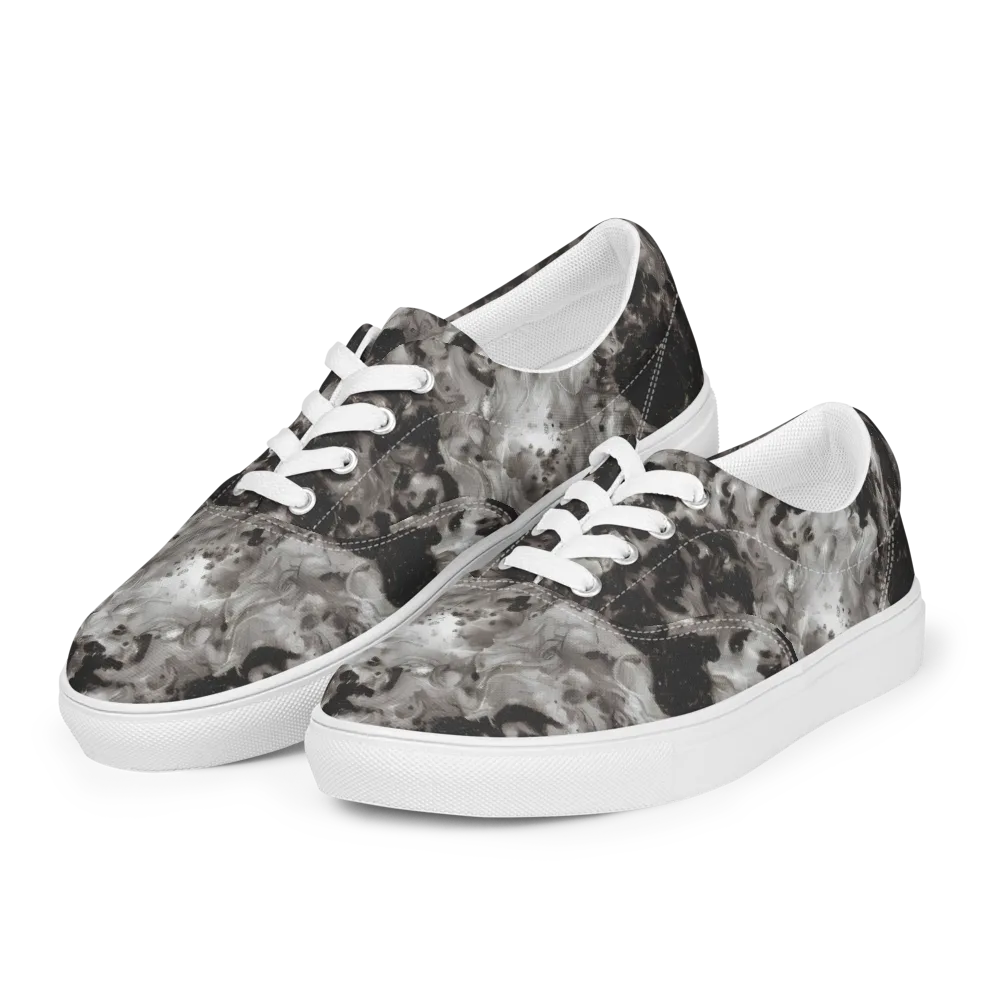 Obsidian Marble on Men's Lace-Up Canvas Shoes — Left Front