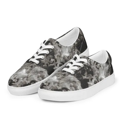 Obsidian Marble on a Men's Lace-Up Canvas Shoes