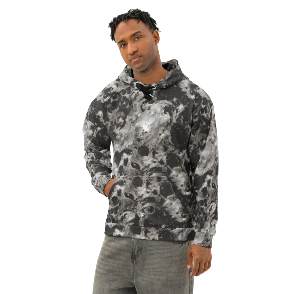 Obsidian Marble on Cotton Hoodie — Left Front