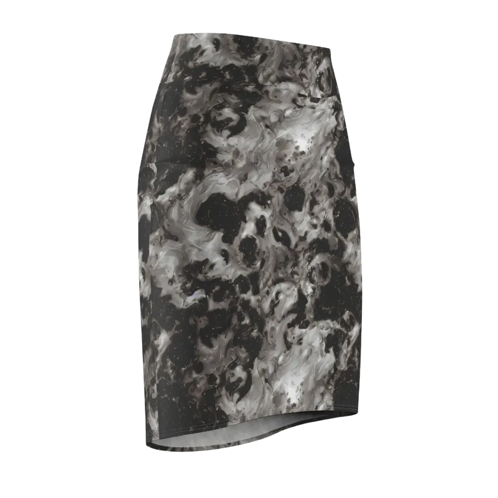 Obsidian Marble on Pencil Skirt — Front Side