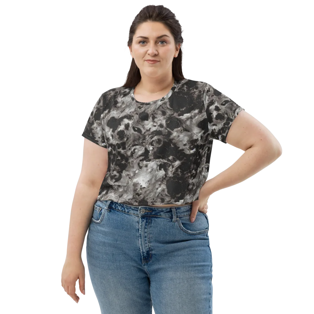 Obsidian Marble on Crop Tee — Front