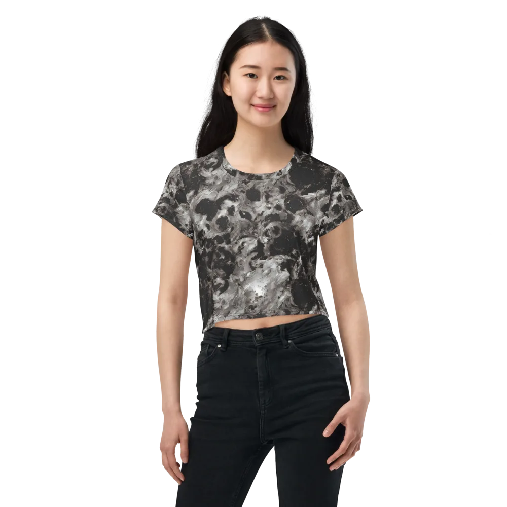 Obsidian Marble on Crop Tee — Front