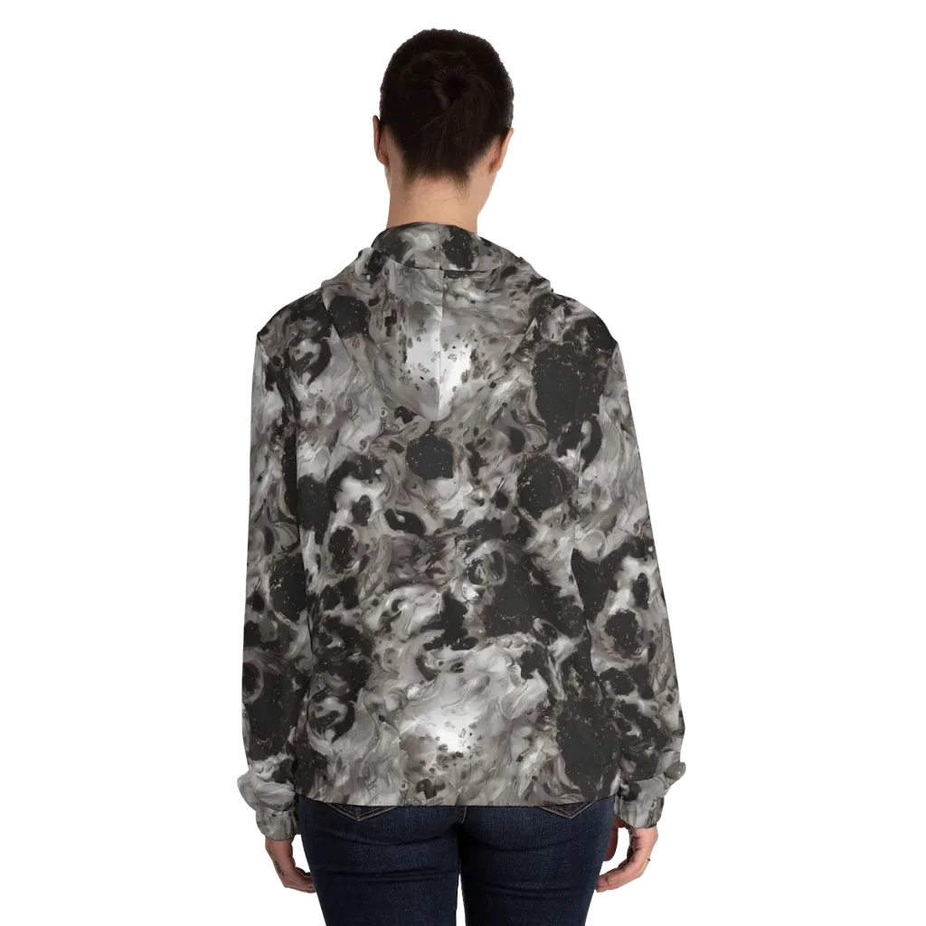 Obsidian Marble on Women's Full-Zip Hoodie — Back On Person