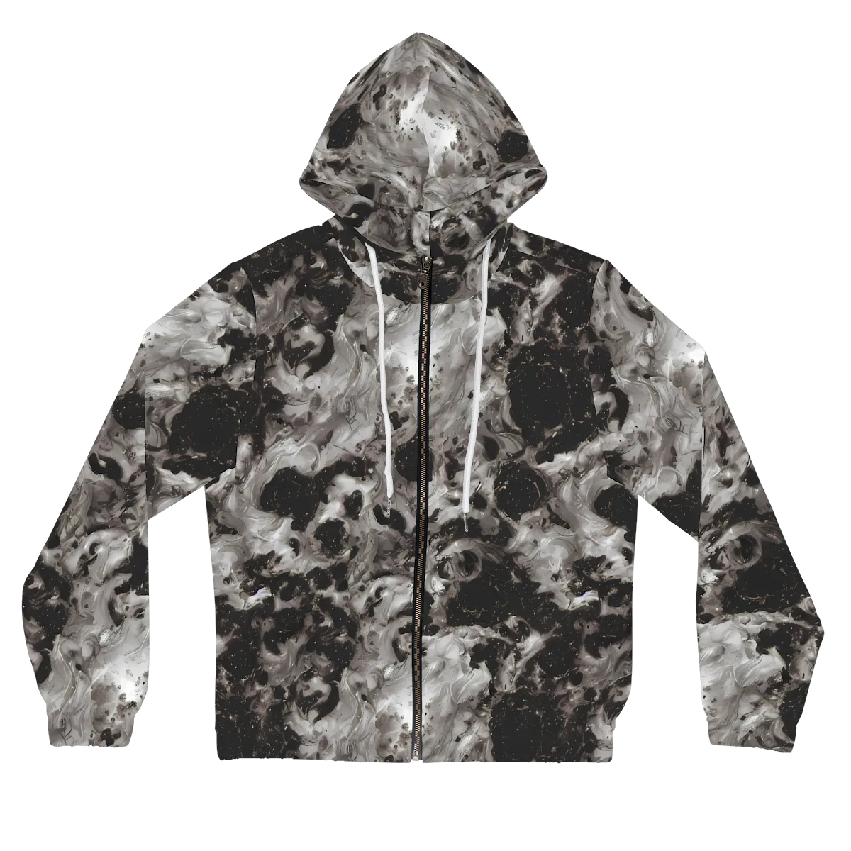 Obsidian Marble on Women's Full-Zip Hoodie — Front
