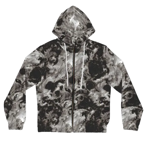 Obsidian Marble on a Women's Full-Zip Hoodie