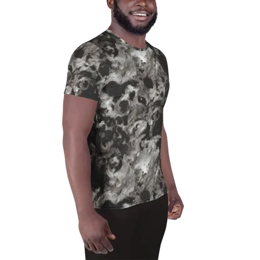 Obsidian Marble on a Men's Athletic T-Shirt