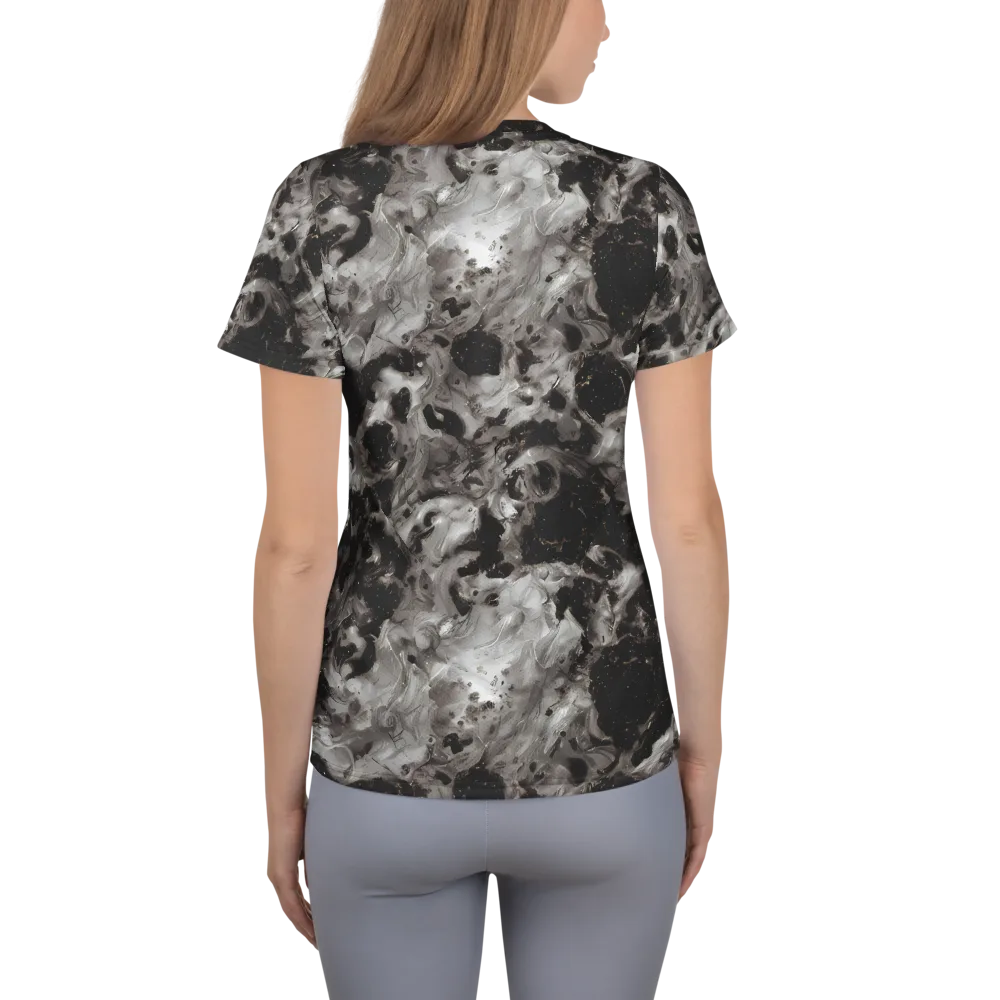 Obsidian Marble on Women's Athletic T-Shirt — Back