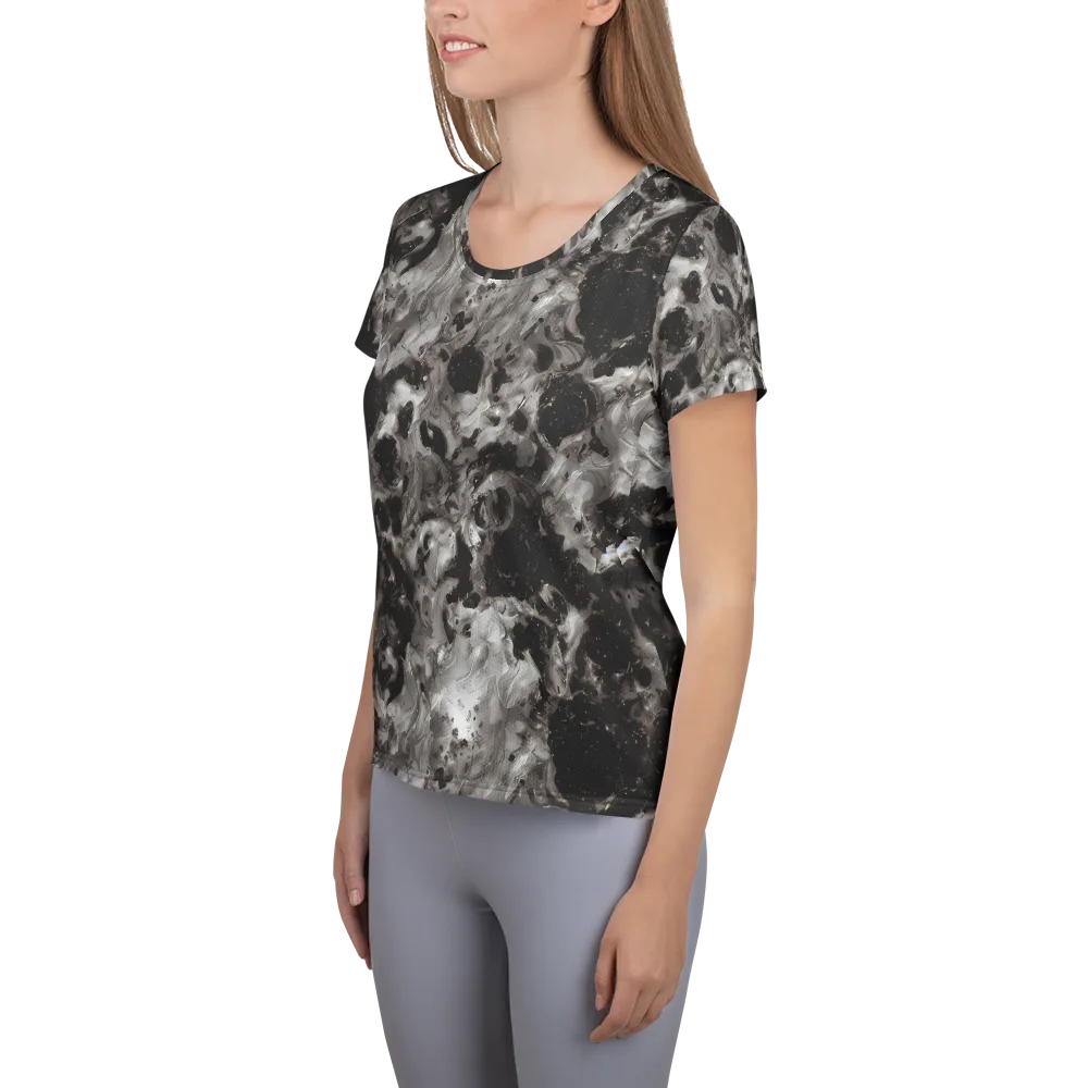 Obsidian Marble on Women's Athletic T-Shirt — Left