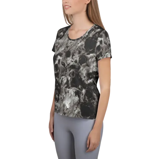 Obsidian Marble on a Women's Athletic T-Shirt