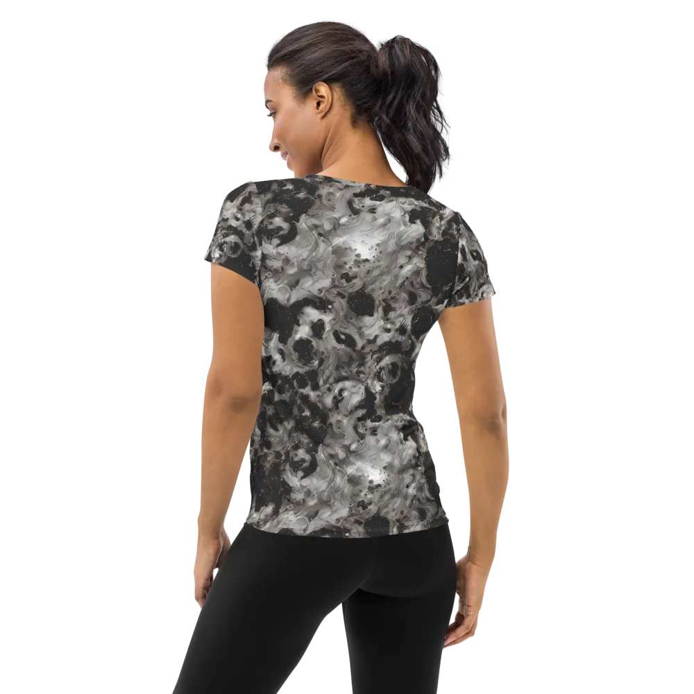 Obsidian Marble on Women's Athletic T-Shirt — Back