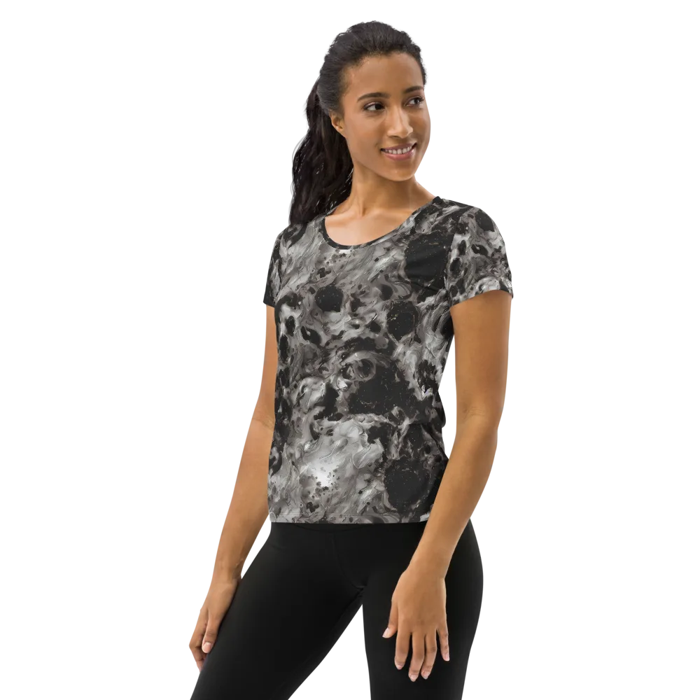 Obsidian Marble on Women's Athletic T-Shirt — Left
