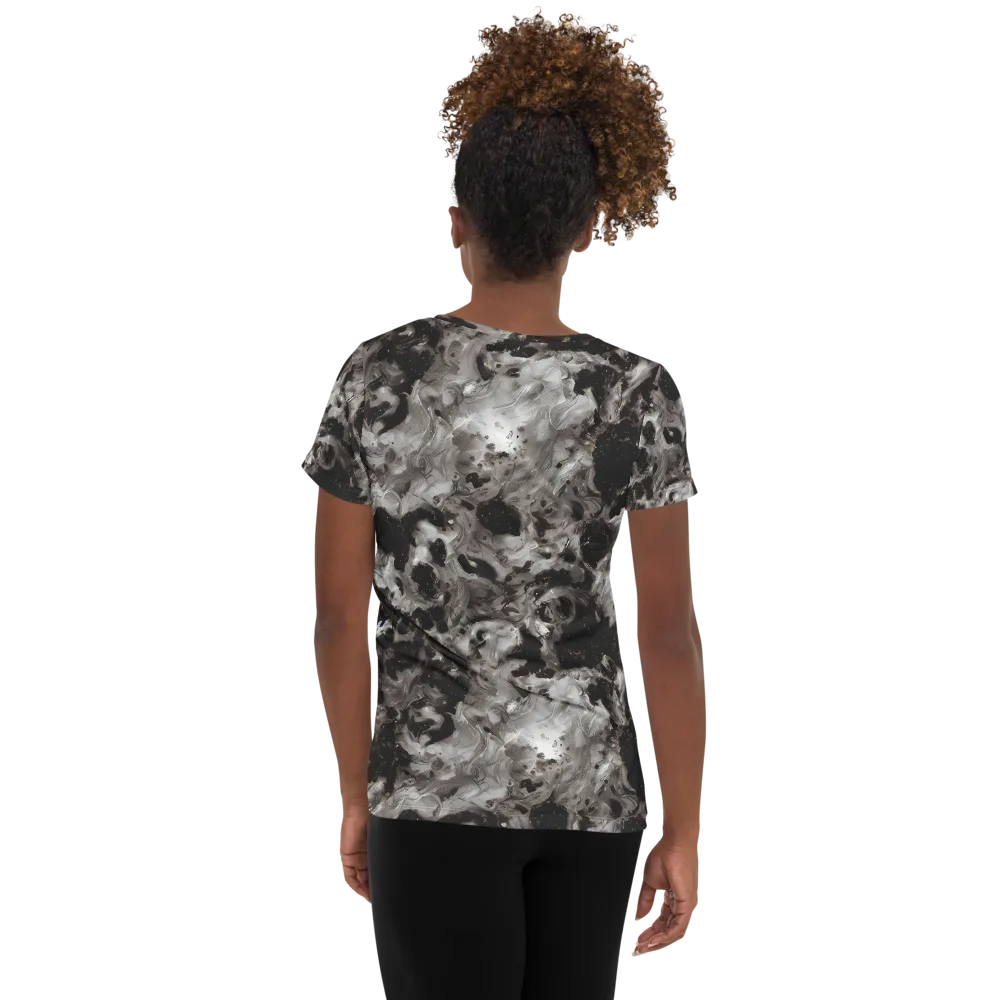 Obsidian Marble on Women's Athletic T-Shirt — Back