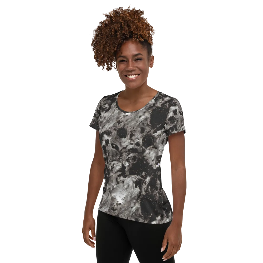 Obsidian Marble on Women's Athletic T-Shirt — Left