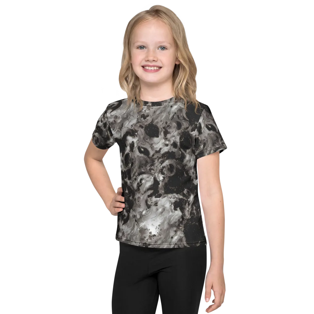 Obsidian Marble on Kids Crew Neck T-Shirt — Front
